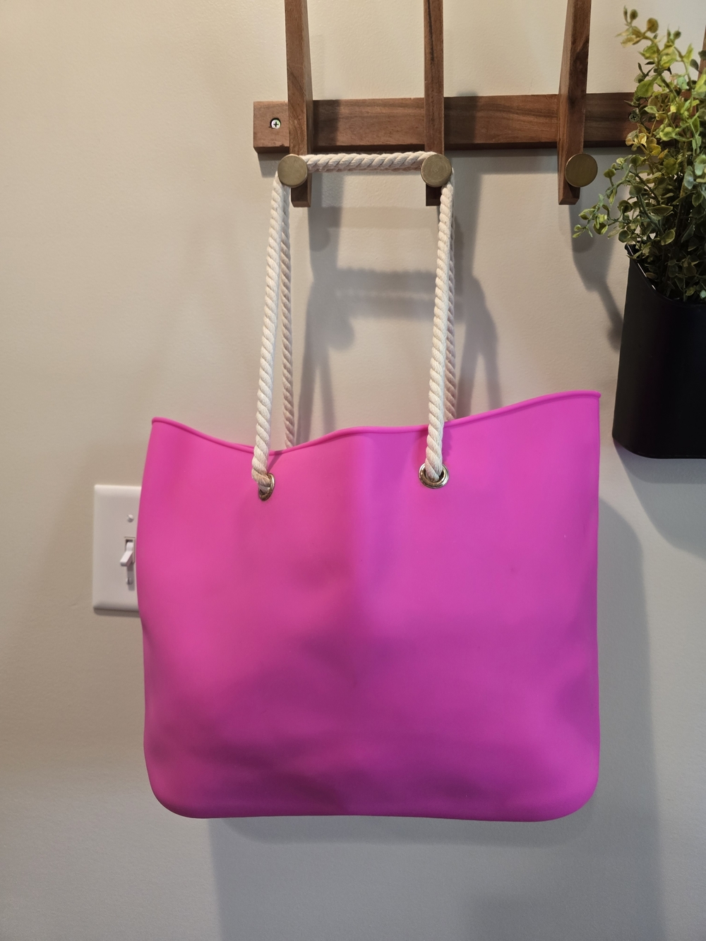 4pc Pink Rope-Handle Tote Bag